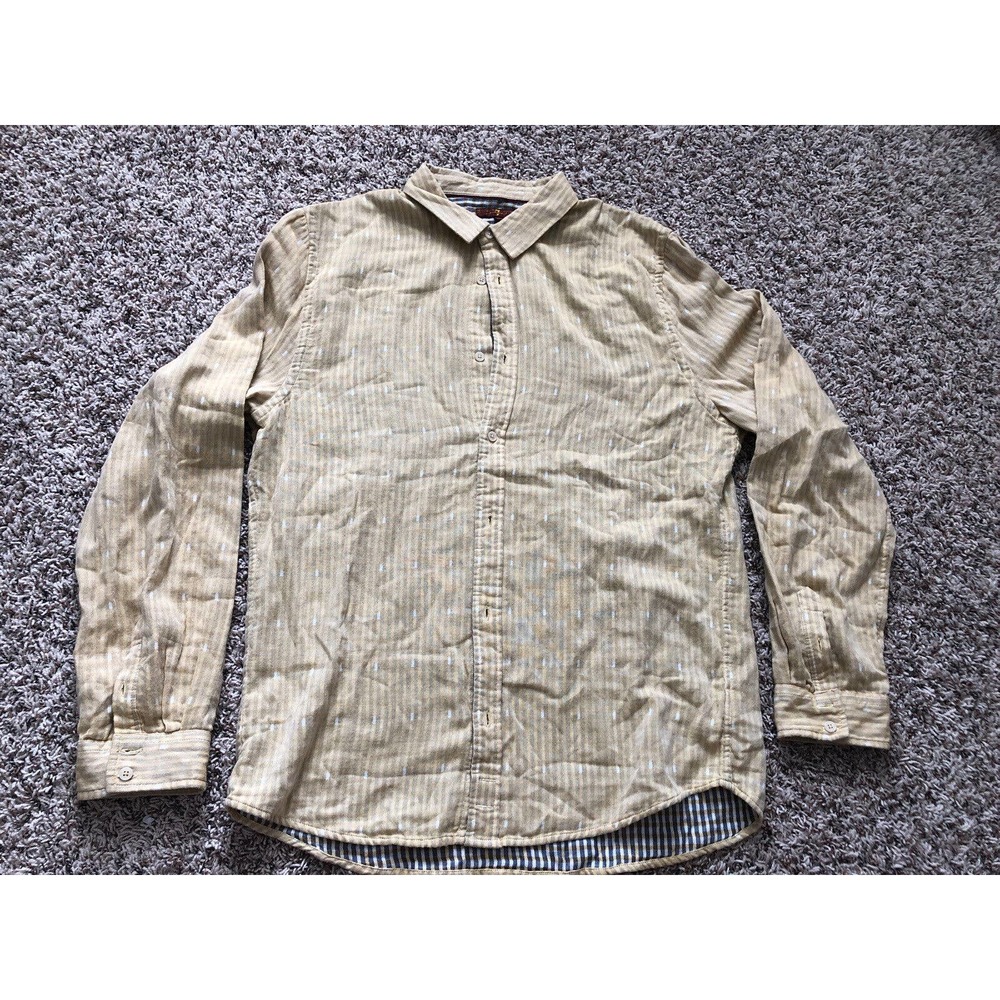 7 For All Mankind Yellow Striped XL Button Up Shirt